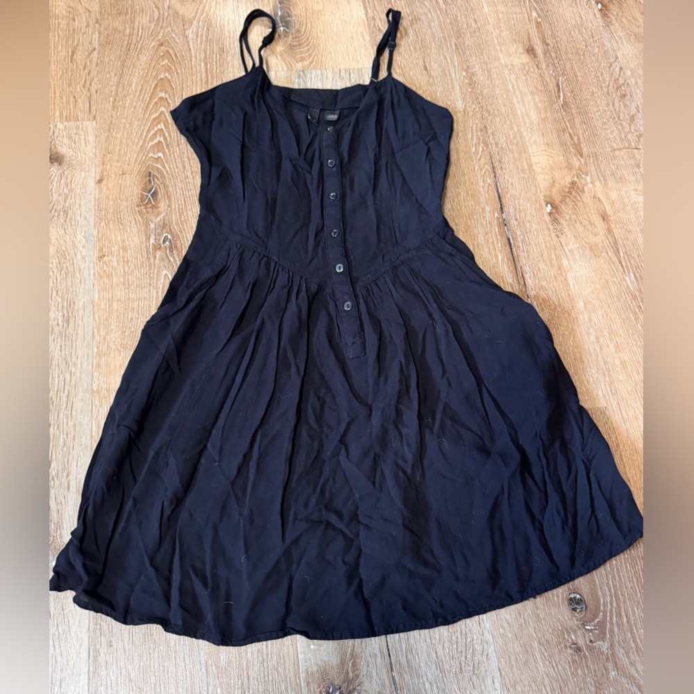 H&M Black Baby Doll Button-Front‎ Sleeveless Dress Size 8